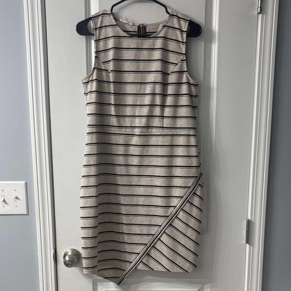 Maurices Asymmetrical Striped Dress - Black and Cream
